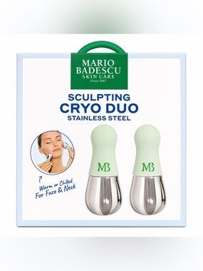 NEW Mario Badescu Sculpting Cryo Duo Stainless Steel Face & Neck Massage Tool
